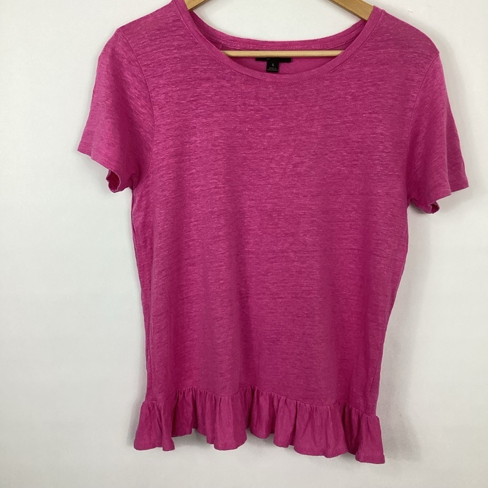 J. Crew Ruffle Back Linen Tee Size Small